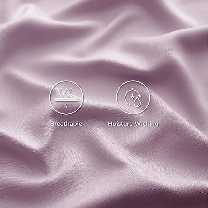 Bedsure Cooling Sheets Twin, Rayon Derived from Bamboo, Breathable & Soft Twin Sheets Set, Deep Pocket Up to 16 Inches, Hotel Luxury Silky Bedding for Hot Sleepers, Lavender