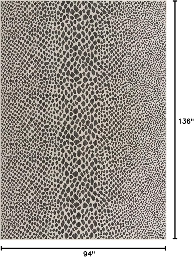 Unique Loom Outdoor Collection Area Rug - Cape Town (7' 10" x 11' 4" Rectangle, Black/ Ivory)