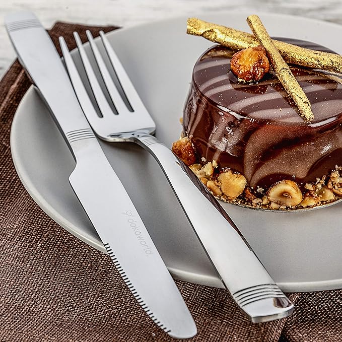 Elegant Design Flatware, Silverware Set for 8 persons, 40 Piece - Spoons, Forks, and Knives 18/10 Stainless Steel, Dishwasher Safe