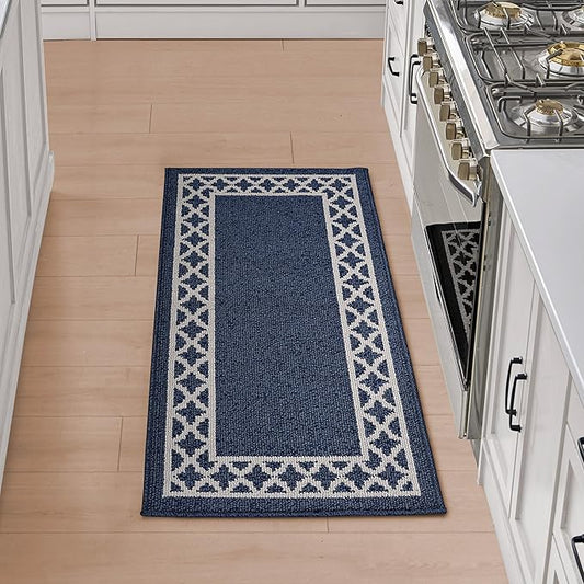 Nautica – Runner Rug | Indoor Runners for Hallways and Entry Rugs| Non-Slip and Non-Skid Entry and Kitchen Door Mat| Machine Washable Entryway Carpet Rugs | 2'2" x 5' | Trellis Denim