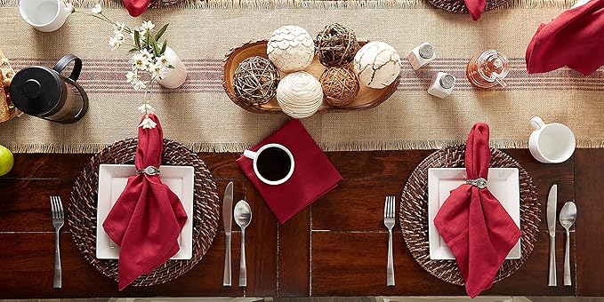 DII Variegated Tabletop Collection, Napkin Set, 20x20, Tango Red, 6 Piece