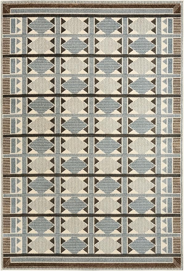 Nourison Home Nordic Blue 4' x 6' Area Rug - Easy Clean, Non Shedding, Bed Room, Living Room, Dining Room, Kitchen (4' x 6')