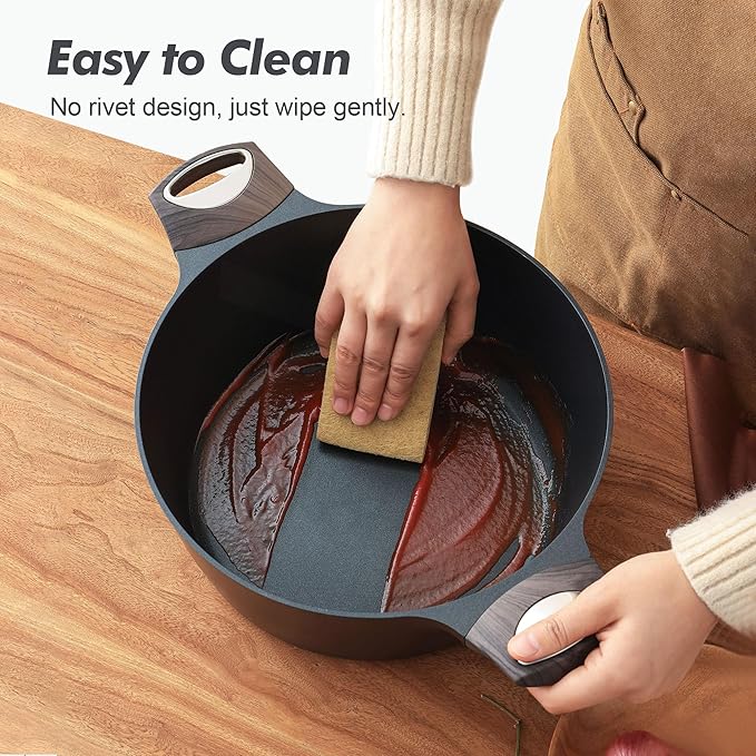 SENSARTE Nonstick Stock Pot with Lid, 2.6/4.5/6.6/8.5 QT Soup Pot Casserole Pot, Healthy Pasta Pot, Large Deep Cooking Pot, Big Sauce Pot Stew Pot, Induction Compatible, PFOA PFOS APEO Free, Black