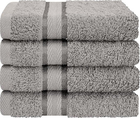 4 Pack Washcloth Set, 100% Cotton Wash Rags Towels for Bathroom, Gray
