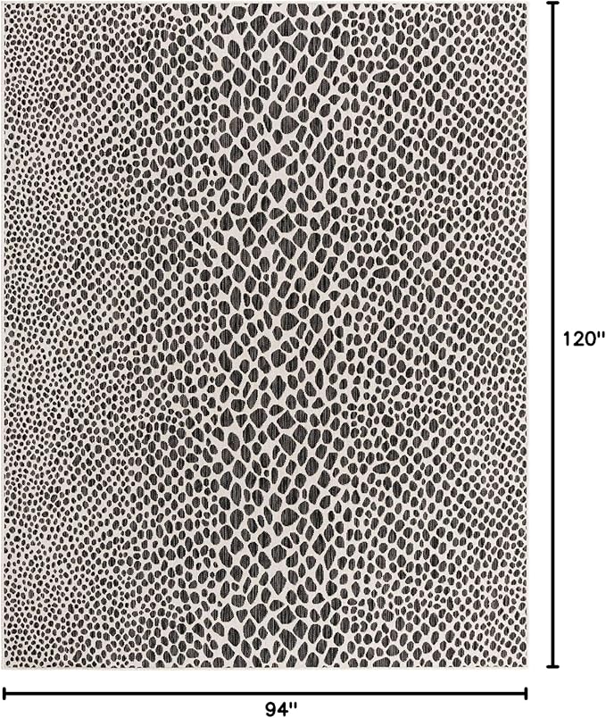 Unique Loom Outdoor Collection Area Rug - Cape Town (7' 10' x 10' Rectangle, Black/ Ivory)