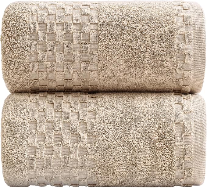 XIQ Bath Sheets 600GSM Combed Cotton Super Soft Luxury Bath Towels Extra Large Shower Towels for Bathroom (Beige,2PCS)