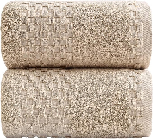 XIQ Bath Sheets 600GSM Combed Cotton Super Soft Luxury Bath Towels Extra Large Shower Towels for Bathroom (Beige,2PCS)