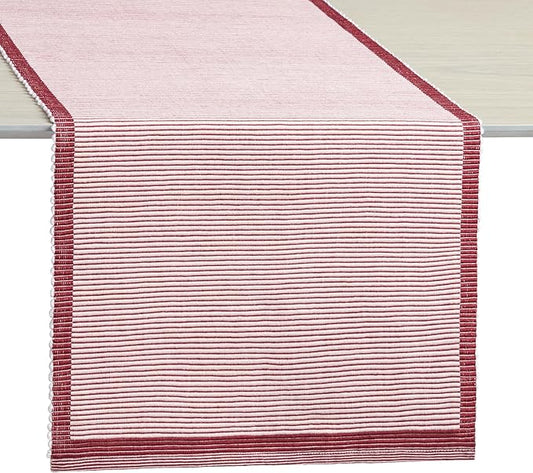 Kate Spade New York Garden Party Reversible 100% Cotton Table Runners Single Set, Woven Ribbed Design, Pink/Rose Pink, 14"x72"