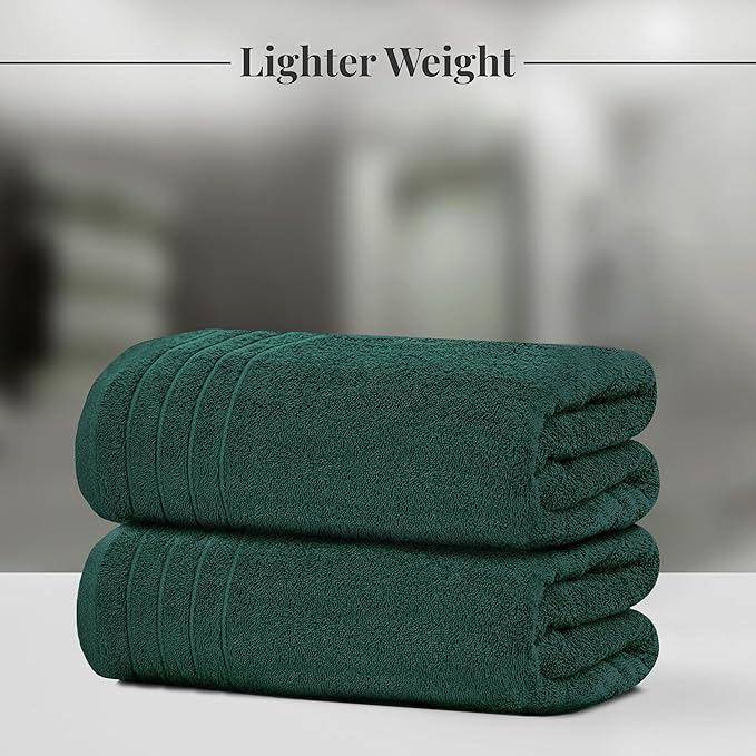 Tens Towels Pack of 4 Extra Large Bath Towels 30 x 60 Inches, 100% Cotton, Larger & Lighter Weight, Quicker to Dry, Super Soft and Absorbent, Perfect for Bathroom, Hunter Green