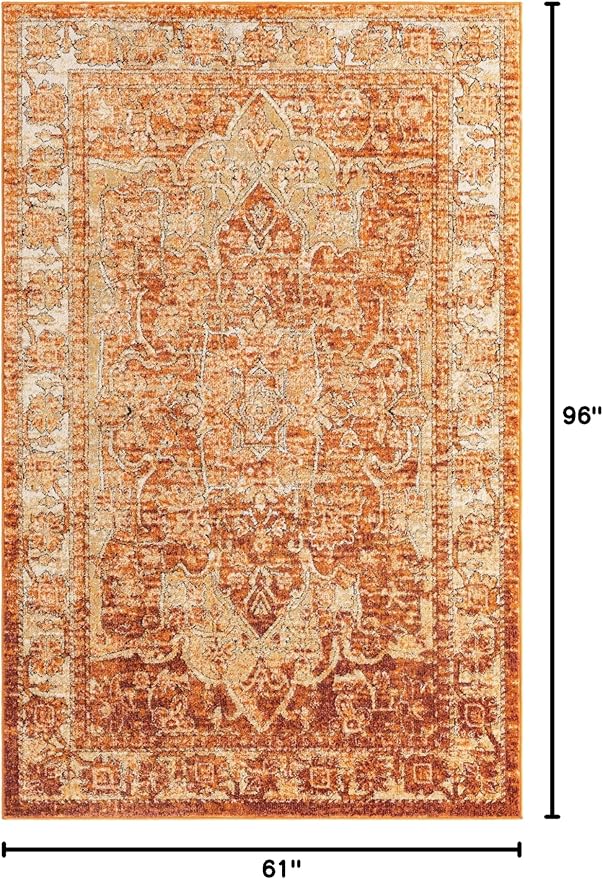 Unique Loom Isabella Collection Area Rug - Adjani (5' 1" x 8' Rectangle, Rust Red/ Black)