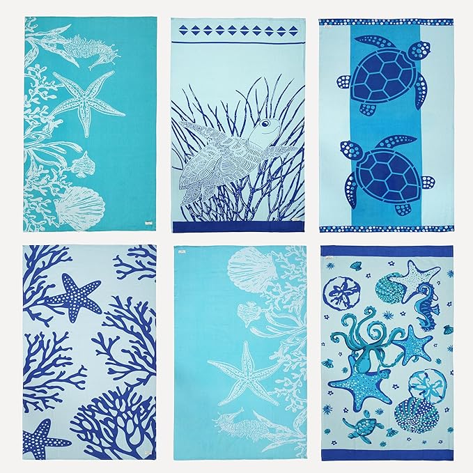 LANE LINEN Beach Towels 6 Pack, Oversized Pre-Washed Large Stylish Pool Towels for Adults, Quick Dry Lightweight Travel Towel, 39"x71" - Coral Beach