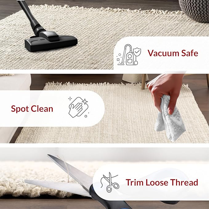 Nuloom Daniela Off-White, 4' Square, Handmade, Jute, Tassel, Soft and Textured, High Traffic, Stain Resistant, Easy Clean, Durable Area Rug for Bedroom, Living Room, Dining Space, Foyer, Entryway