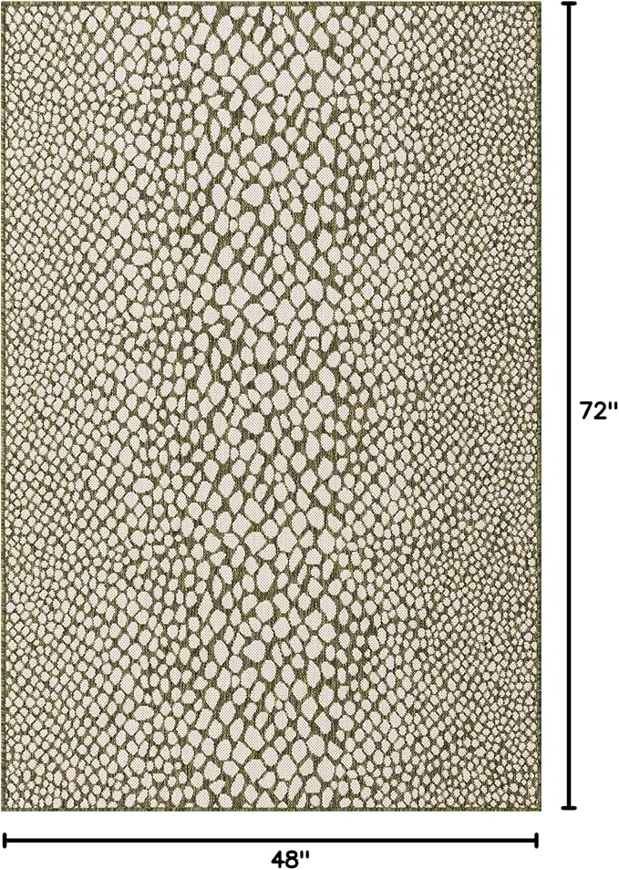 Unique Loom Outdoor Collection Area Rug - Cape Town (4' x 6' Rectangle, Green/ Ivory)