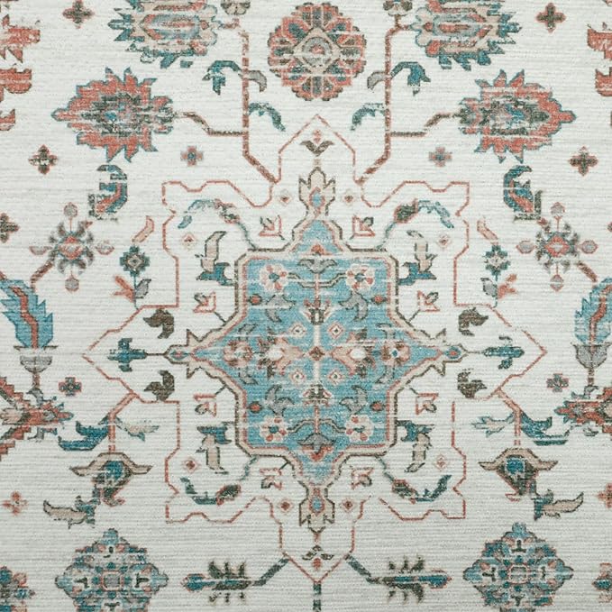 Laura Ashley Beige Aure Floral Machine Washable & Slip Resistant 2 Piece Set - 26" x 45" Accent Rug & 26" x60" Runner Rug