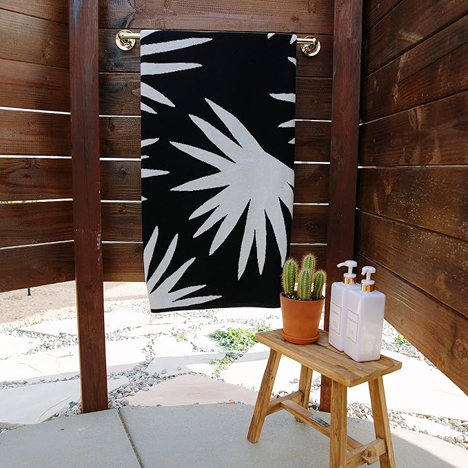 Laguna Beach Textile Co. Tropical Cabana Beach Towel - Oversized, Plush 630 GSM Cotton - Agave Vanilla
