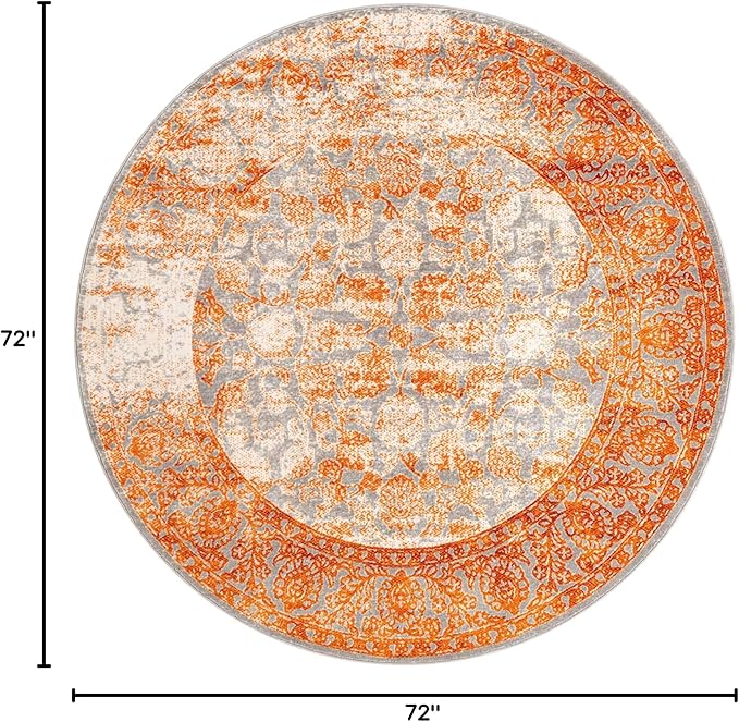 Unique Loom New Classical Collection Traditional Intricate Design with Distressed Vintage Detail, Area Rug, 6' 0' x 6' 0', Terracotta/Gray