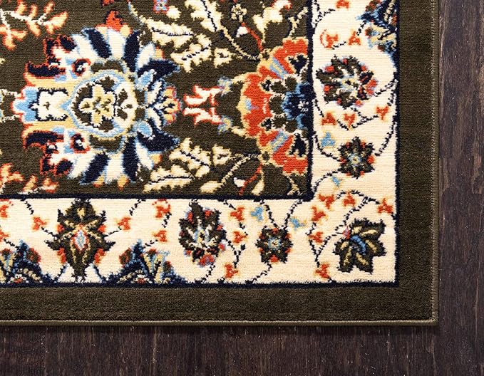 Unique Loom Espahan Collection Area Rug - Cape Cod (2' 7" x 10' Runner, Green/ Black)