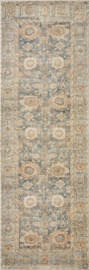 Loloi Margot Collection MAT-03 Ocean/Spice 2'-6" x 11'-6" Runner Rug feat. CloudPile, No-Shed Easy Clean Large Patterned Area Rug for Living Room, Bedroom, Dining Area