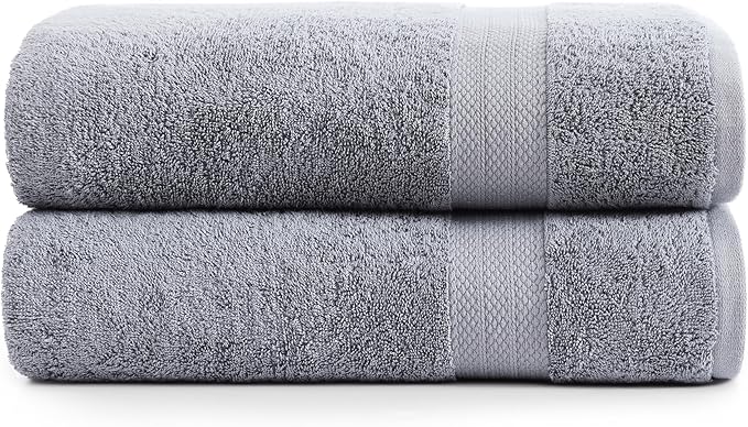 LANE LINEN 100% Long Staple Cotton Bath Sheets Set of 2 (35"x66") - OEKO-TEX Certified, Soft, Fade Resistant & Highly Absorbent Extra Large Bath Sheet Towels - Oversized Thick Bath Towels - Space Grey
