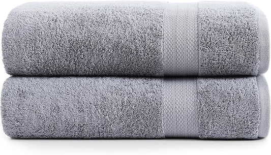 LANE LINEN 100% Long Staple Cotton Bath Sheets Set of 2 (35"x66") - OEKO-TEX Certified, Soft, Fade Resistant & Highly Absorbent Extra Large Bath Sheet Towels - Oversized Thick Bath Towels - Space Grey