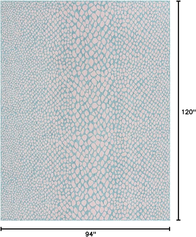 Unique Loom Jill Zarin Jill Zarin Outdoor Collection Area Rug - Cape Town (7' 10" x 10' Rectangle, Pink and Aqua/Light Blue)