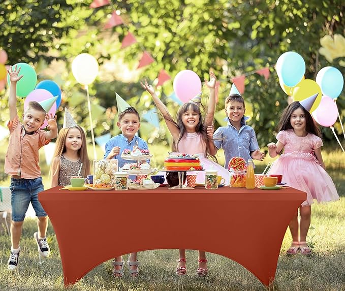 Utopia Kitchen 6FT Spandex Tablecloth [1 Pack, Light Coffee] 200 GSM Stretch, Fitted, Washable and Wrinkle Resistant Table Cloth Rectangle Cover for Trade Shows, Wedding, Parties [72Lx30Wx30H Inch]