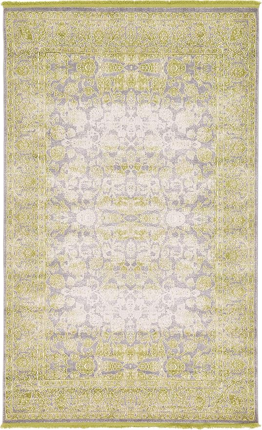 Unique Loom Traditional Classic Intricate Design with Distressed Vintage Detail, Area Rug, 5' 0 x 8' 0 Rectangular, Light Green/Gray