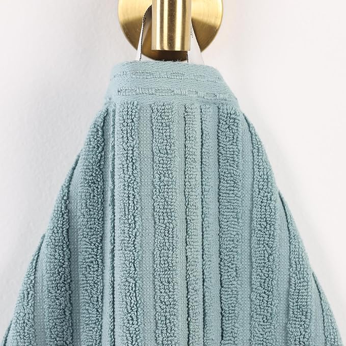 Superior Cotton Face Towel/Washcloth Set of 12, Daily Use for Bathroom, Guest Bath, Quick Dry Small Towels, Face, Hand, Gym, Spa, Hotel, Absorbent, Essentials, Ribbed, Soho Collection, Basil