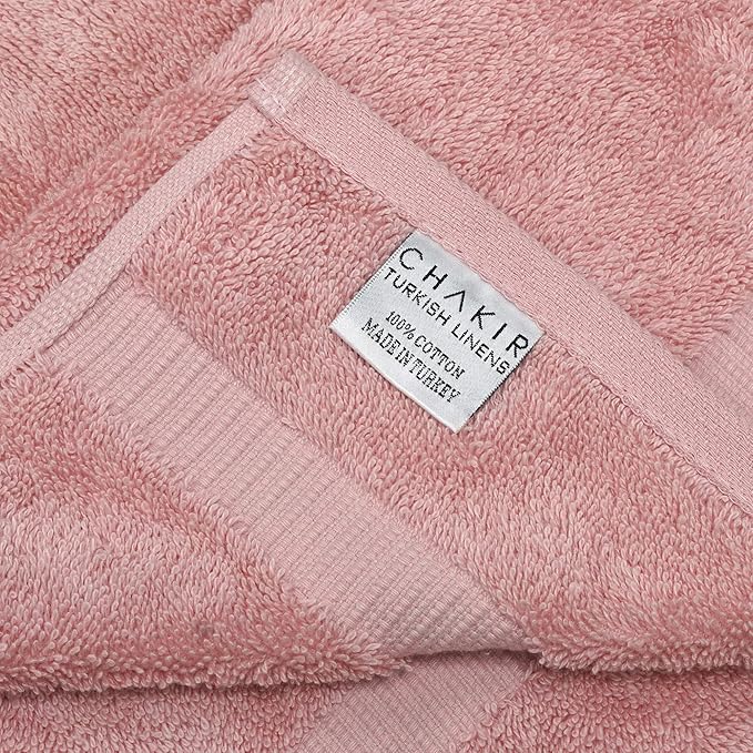 Chakir Turkish Linens 100% Cotton Premium Turkish Towels for Bathroom | 27'' x 54'' (4-Piece Bath Towels - Pink)