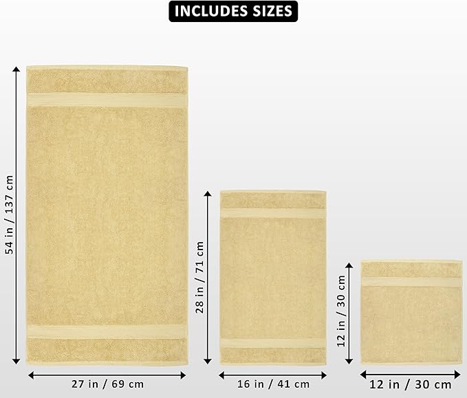 Utopia Towels 8-Piece Premium Towel Set, 2 Bath Towels, 2 Hand Towels, and 4 Wash Cloths, 600 GSM 100% Ring Spun Cotton Highly Absorbent Towels for Bathroom, Gym, Hotel, and Spa (Beige)