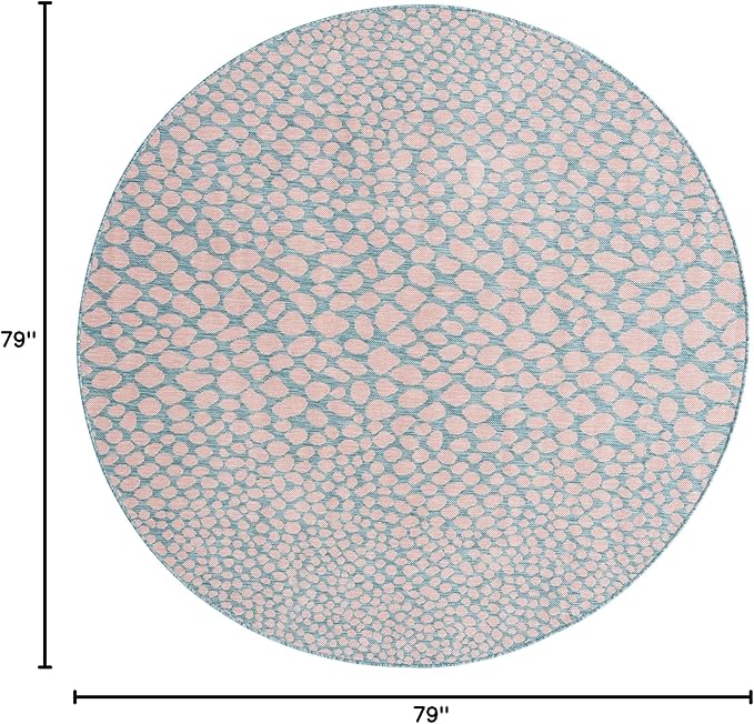 Unique Loom Jill Zarin Jill Zarin Outdoor Collection Area Rug - Cape Town (6' 7" Round, Pink and Aqua/Light Blue)