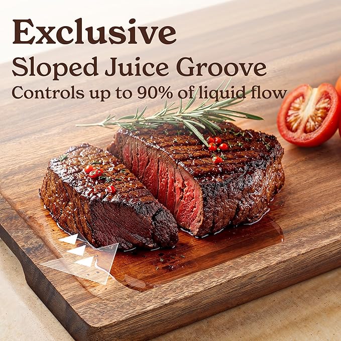 SMIRLY Walnut Wood Cutting Boards for Kitchen, Set of 3 with Holder Large - Small, Walnut Wooden Cutting Board Set with Deep Juice Grooves, Non Toxic Serving Tray, Perfect Mother's Day Gifts