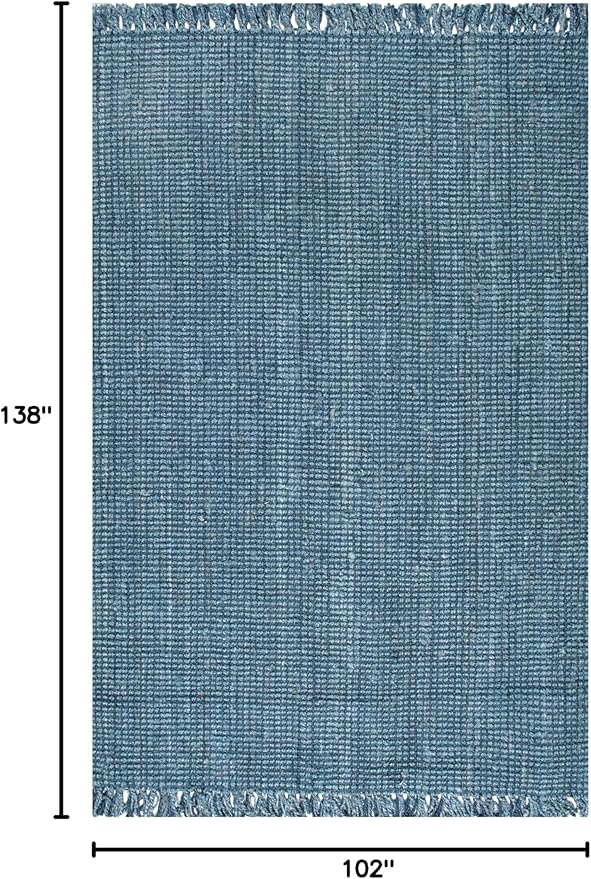 Nuloom Daniela Blue, 8'6" x 11'6", Handmade, Jute, Tassel, Soft and Textured, High Traffic, Stain Resistant, Easy Clean, Durable Area Rug for Bedroom, Living Room, Dining Space, Foyer, Entryway
