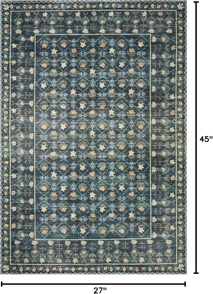 Loloi Rifle Paper Co. Eden Collection EDE-03 Lattice Indigo 2'-3" x 3'-9" Accent Rug feat. CloudPile™