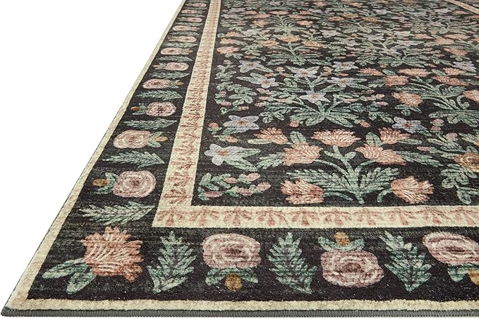 Loloi Rifle Paper Co. Eden Collection EDE-02 Mughal Garden Black 3'-6" x 5'-6" Accent Rug feat. CloudPile™