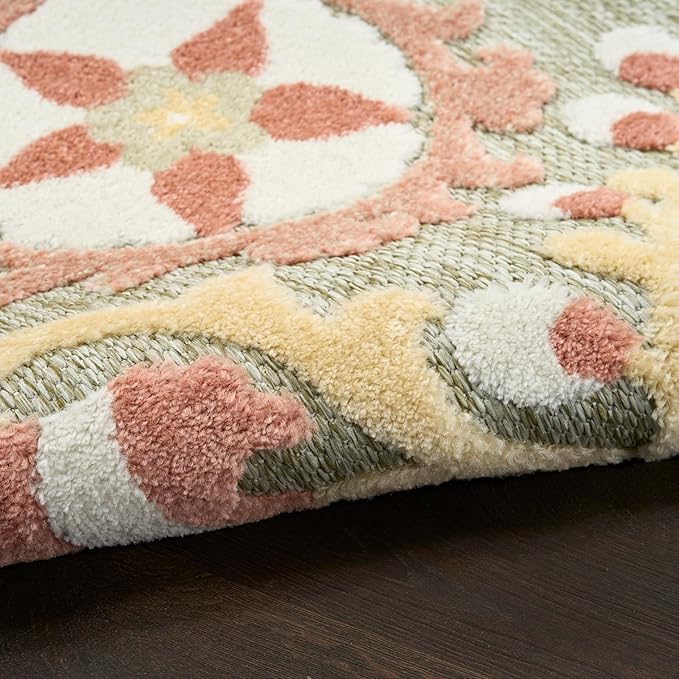 Nourison Home Aloha Sage Rose 5'3" x 7'5" Area Rug - Easy Clean, Non Shedding, Bed Room, Living Room, Dining Room, Kitchen (5' x 8')