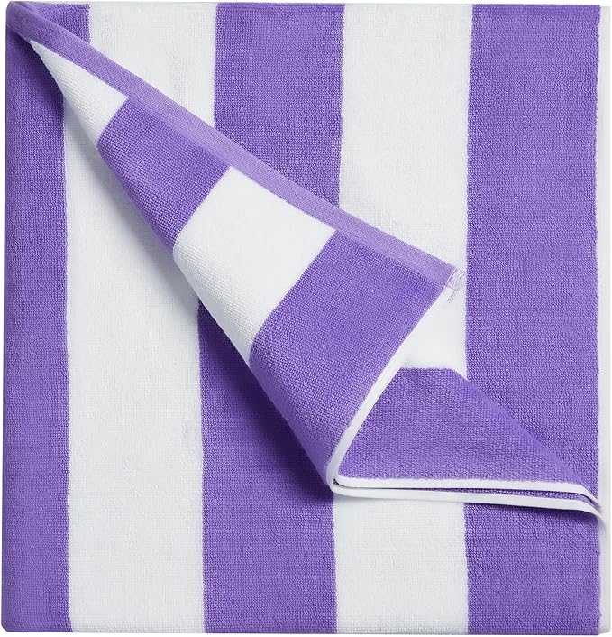Large Beach Towel Oversized - 40"X70" Big Cute Beach Towels, Extra Large Thick Purple Beach Towel, XL Wide Fluffy Swimming Towel Oversize,Giant Stripe Cotton Pool Towel for Adults