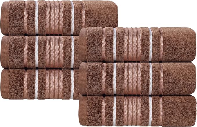 Superior Cotton Hand Towel Set, Small Towels, Plush Soft Absorbent Bathroom Basics, Home Essentials, Spa, Salon, Hotel, Kitchen, Luxury Quick Drying, Zero-Twist, Solid, Sadie Collection, Chocolate