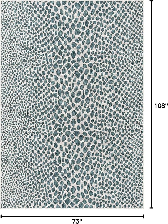 Unique Loom Outdoor Collection Area Rug - Cape Town (6' 1' x 9' Rectangle, Teal/ Ivory)