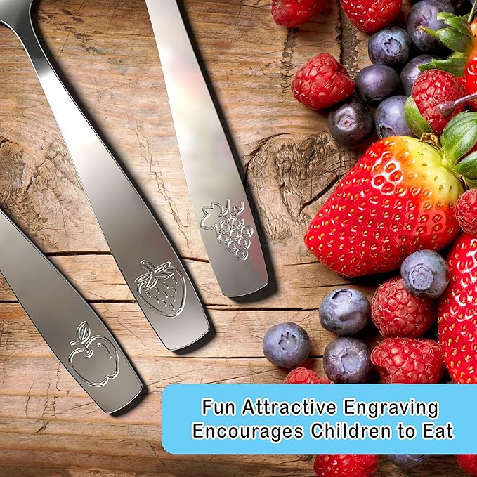 CHILLOUT LIFE Stainless Steel Kids Silverware Set 12 Pieces - Child and Toddler Safe Flatware - Kids Utensil Set - Metal Kids Cutlery Set (Includes 6 Small Kids Spoons & Kids 6 Forks)