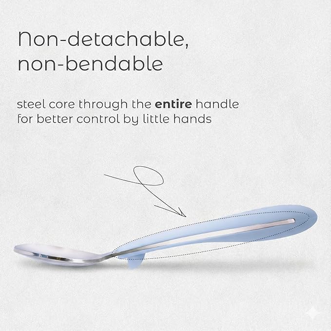 ASOMIC Premium 316 Stainless Steel Cutlery Set with Food-Grade Silicone Handles for Toddlers & Kids, 6-Piece Utensils Set with Safe Spoons & Forks, Durable & Dishwasher Safe (Sage/Sky Blue/Ivory)