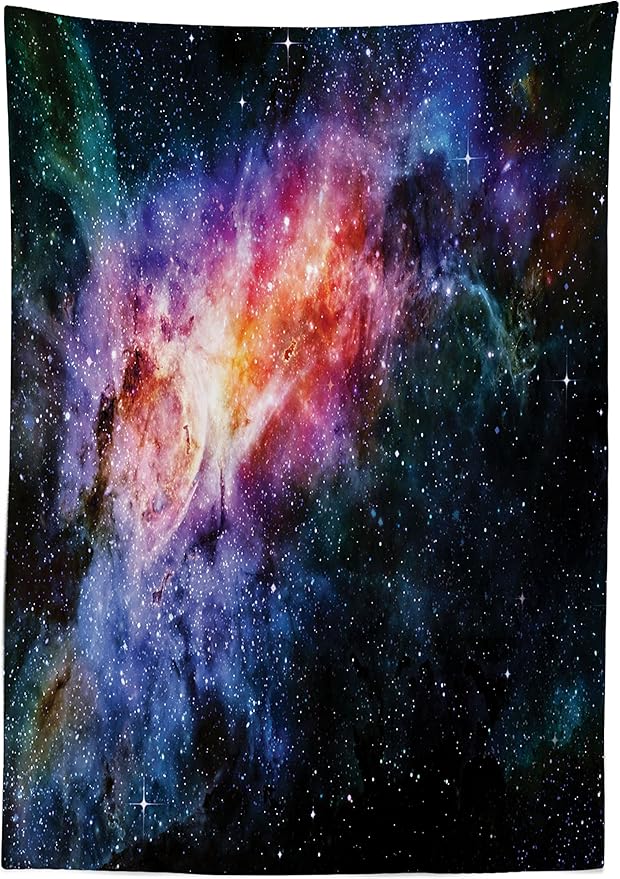 Ambesonne Outer Space Tablecloth, Deep in Starry Outer Space Nebula and Galaxy in The Universe Celestial Print, Rectangular Table Cover for Dining Room Kitchen Decor, 60" X 84", Orange Purple