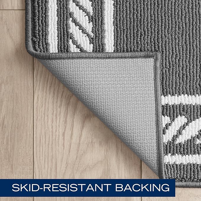 Nautica – Runner Rug 2 Piece Set | Indoor Runners for Hallways and Entry Rugs| Non-Skid Entry and Kitchen Door Mat| Machine Washable Carpet Rugs | 2'2" x 3'9" and 2'2" x 5' | Rope Border Dark Grey