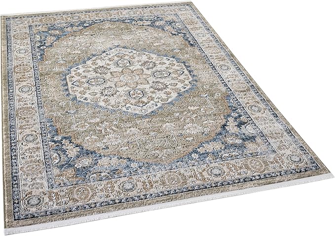 Well Woven Indira Mythos Vintage Medallion Emerald Green 9x13 (9'3" x 12'6") Area Rug | Heritage-Inspired, Soft & Durable, Easy to Clean for Living Room, Bedroom, Dining Room