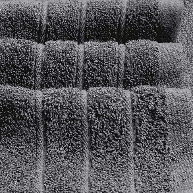 Tens Towels Pack of 8 Towels Set, 2 Extra Large Bath, 2 Hand, 4 Washcloths, 100% Cotton, Lighter Weight, Quicker to Dry, Super Absorbent, Perfect for Bathroom, Dark Grey