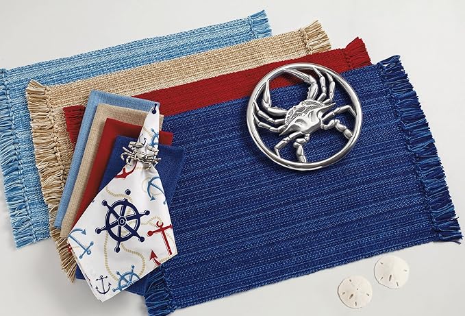 DII Variegated Tabletop Collection, Placemat Set3x19, Light Blue, 6 Piece