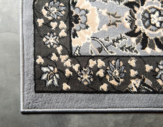 Unique Loom Espahan Collection Area Rug - Cape Cod (8'x 10' Rectangle, Dark Gray/ Black)