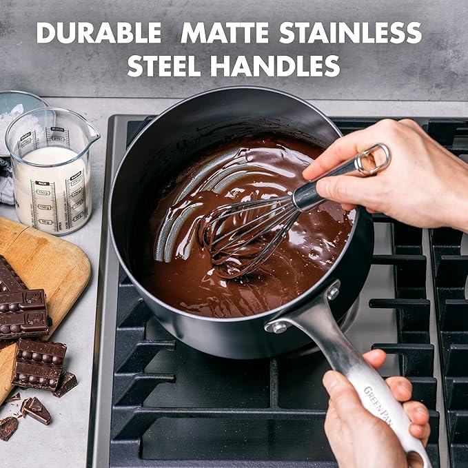 GreenPan Canterbury 10 Piece Cookware Pot and Pans Set, Hard Anodized PFAS-Free Healthy Ceramic Nonstick, Stainless Steel Handles, Versatile Cooking Essentials, Dishwasher & Oven Safe, Clay