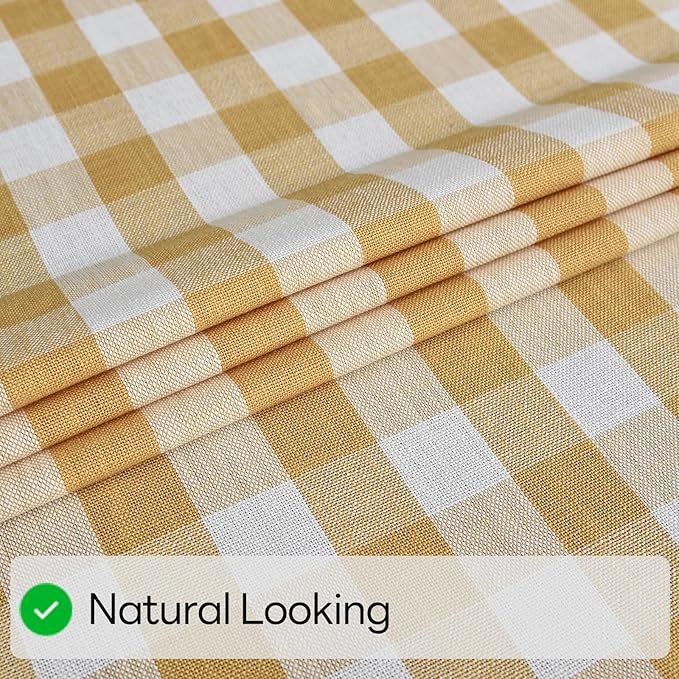 Gingham Table Cloth for Rectangle Tables Yellow Checkered Plaid Tablecloth Heavy Duty Cotton Blend Washable & Wrinkle Table Cover for Outdoor Kitchen Dining Picnic Camping (52x70 Inch)