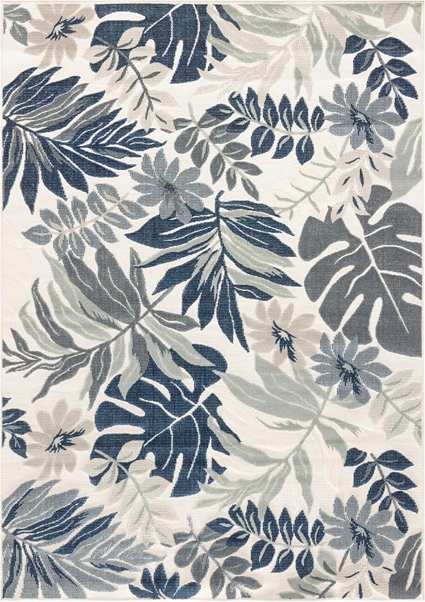 Nourison Home Suncoast Blue 5'3" x 7'3" Area Rug - Easy Clean, Non Shedding, Bed Room, Living Room, Dining Room, Kitchen (5' x 7')